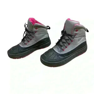 2012 Nike 524876-003 Youth ACG Woodside‎ Pink Black Gray Leather Boots Sz 6Y